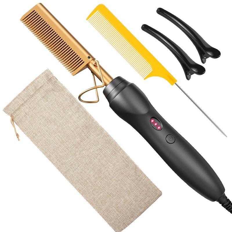 GlamPress™ 3-in-1 Ceramic Hot Comb – Fast, Smooth, Versatile Styling