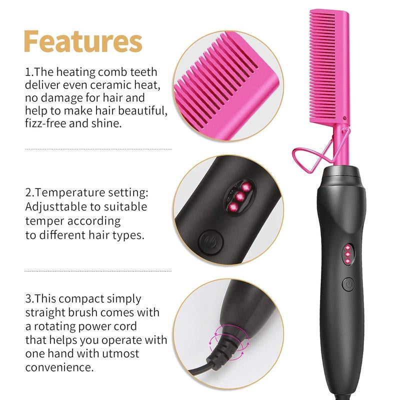 GlamPress™ 3-in-1 Ceramic Hot Comb – Fast, Smooth, Versatile Styling